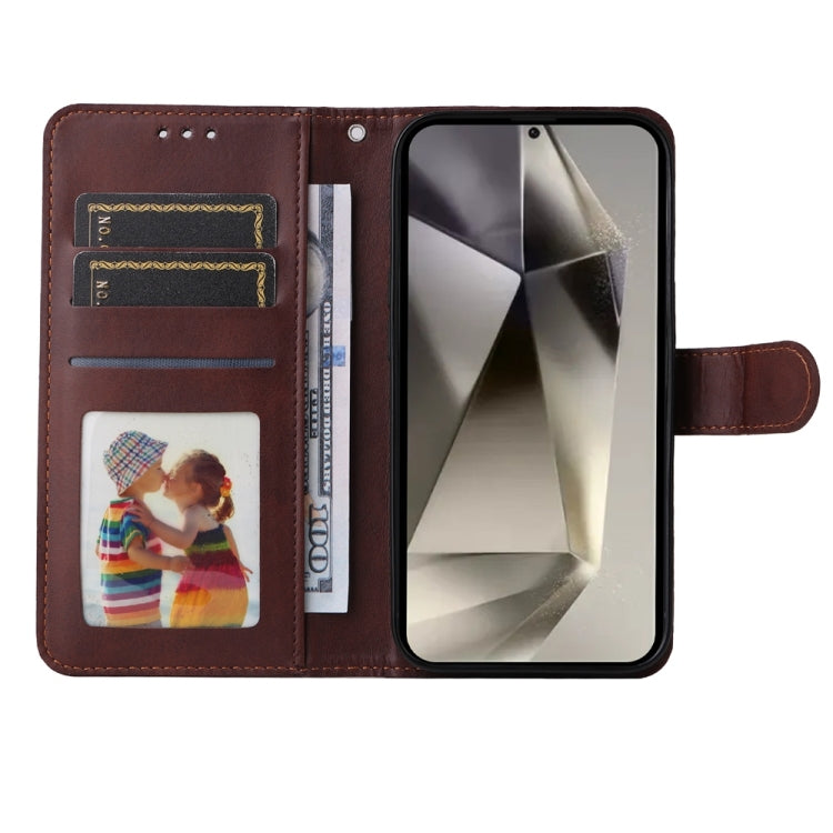 For Samsung Galaxy S25 Ultra 5G Classic Calf Texture Flip Leather Phone Case(Brown) - Galaxy S25 Ultra 5G Cases by buy2fix | Online Shopping UK | buy2fix