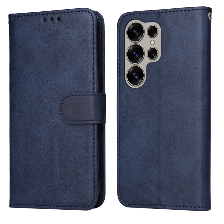 For Samsung Galaxy S25 Ultra 5G Classic Calf Texture Flip Leather Phone Case(Blue) - Galaxy S25 Ultra 5G Cases by buy2fix | Online Shopping UK | buy2fix