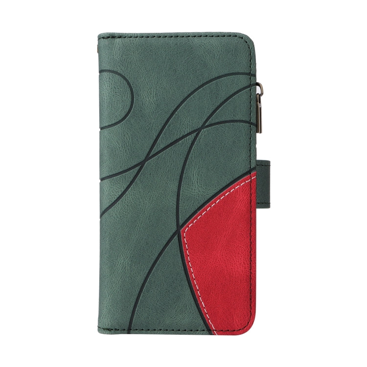 For iPhone 16 Dual-color 9 Card Slots Zipper Wallet Leather Phone Case(Green) - iPhone 16 Cases by buy2fix | Online Shopping UK | buy2fix