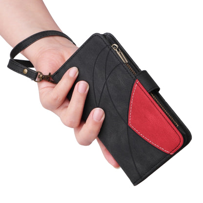 For iPhone 16e Dual-color 9 Card Slots Zipper Wallet Leather Phone Case(Black) by buy2fix
