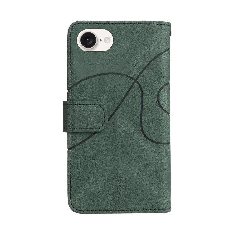 For iPhone 16e Dual-color 9 Card Slots Zipper Wallet Leather Phone Case(Green) by buy2fix
