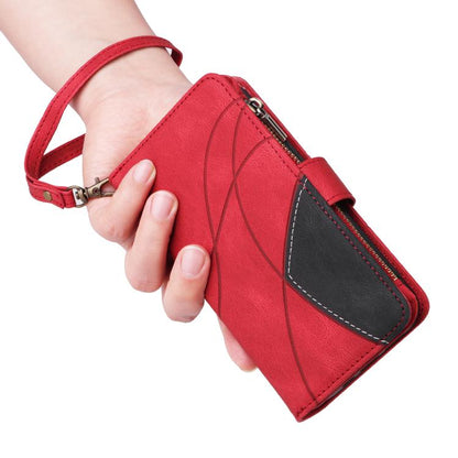 For iPhone Air Dual-color 9 Card Slots Zipper Wallet Leather Phone Case(Red) - iPhone Air Cases by buy2fix | Online Shopping UK | buy2fix