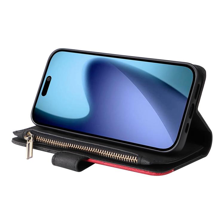 For iPhone Air Dual-color 9 Card Slots Zipper Wallet Leather Phone Case(Black) - iPhone Air Cases by buy2fix | Online Shopping UK | buy2fix