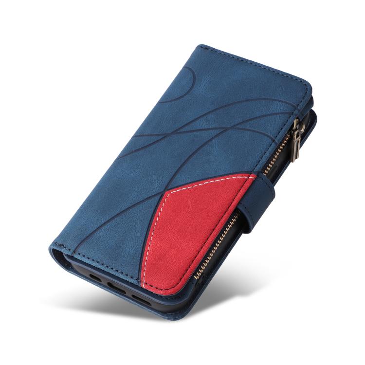 For iPhone Air Dual-color 9 Card Slots Zipper Wallet Leather Phone Case(Blue) - iPhone Air Cases by buy2fix | Online Shopping UK | buy2fix