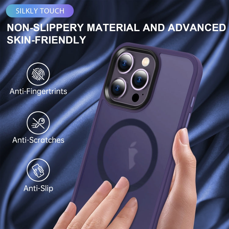 For iPhone 14 Pro MagSafe Magnetic Skin Feel Frosted Phone Case(Dark Purple) - iPhone 14 Pro Cases by buy2fix | Online Shopping UK | buy2fix