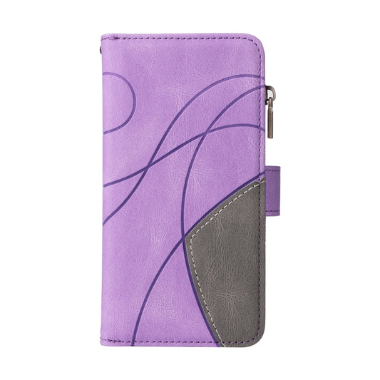 For Samsung Galaxy S25 / S24 5G Dual-color 9 Card Slots Zipper Wallet Leather Phone Case(Purple) by buy2fix