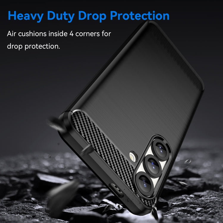 For Samsung Galaxy S25 5G Carbon Fiber Brushed Texture TPU Phone Case(Black) by buy2fix