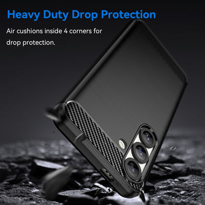 For Samsung Galaxy S25 5G Carbon Fiber Brushed Texture TPU Phone Case(Black) by buy2fix