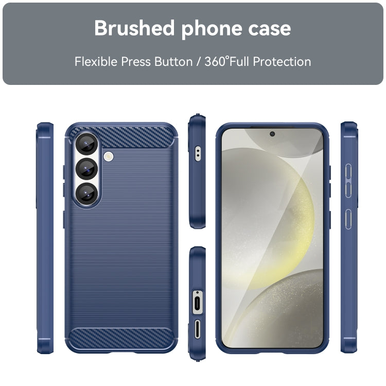 For Samsung Galaxy S25 5G Carbon Fiber Brushed Texture TPU Phone Case(Blue) - Galaxy S25 5G Cases by buy2fix | Online Shopping UK | buy2fix