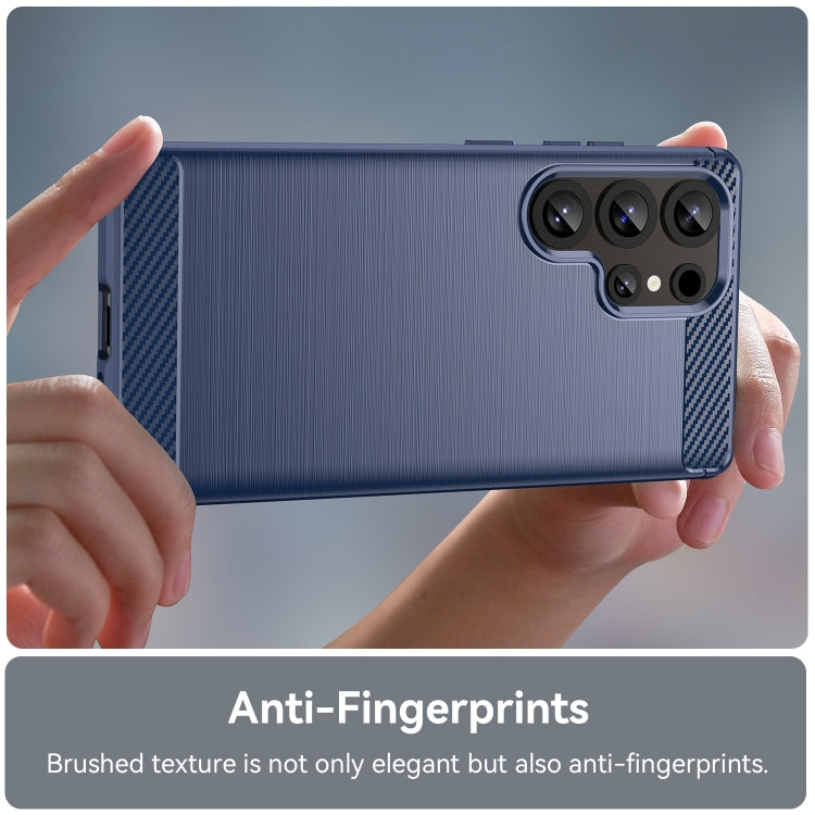 For Samsung Galaxy S25 Ultra 5G Carbon Fiber Brushed Texture TPU Phone Case(Blue) by buy2fix