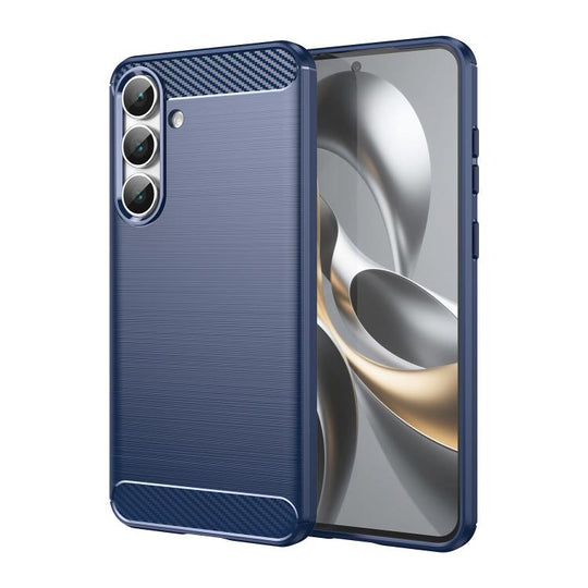 For Samsung Galaxy S25 FE 5G Carbon Fiber Brushed Texture TPU Phone Case(Blue)