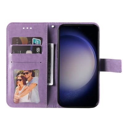 For Samsung Galaxy S25 5G Seven-petal Flowers Embossing Leather Phone Case(Light Purple) by buy2fix