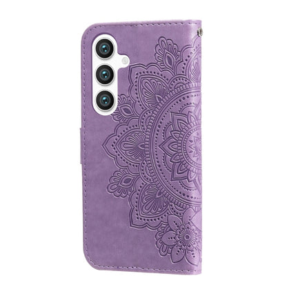 For Samsung Galaxy S25+ 5G Seven-petal Flowers Embossing Leather Phone Case(Light Purple) - Galaxy S25+ 5G Cases by buy2fix | Online Shopping UK | buy2fix