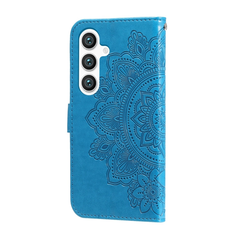For Samsung Galaxy S25+ 5G Seven-petal Flowers Embossing Leather Phone Case(Blue) by buy2fix