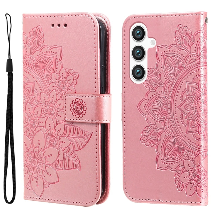 For Samsung Galaxy S25+ 5G Seven-petal Flowers Embossing Leather Phone Case(Rose Gold) by buy2fix