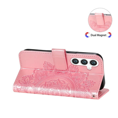 For Samsung Galaxy S25+ 5G Seven-petal Flowers Embossing Leather Phone Case(Rose Gold) by buy2fix