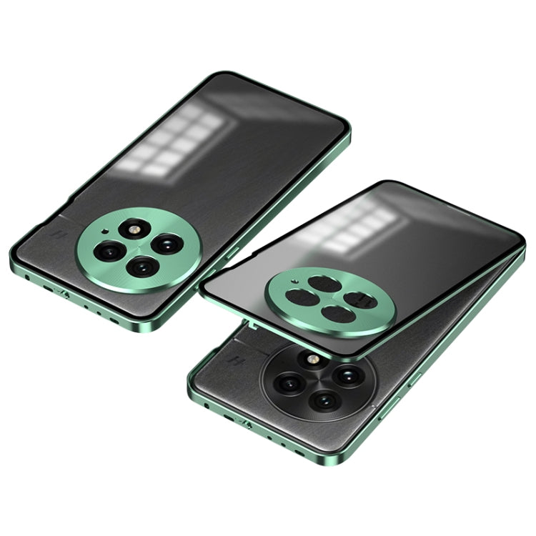 For OnePlus 13 Snap Buckle Single-sided Metal Frame Frosted Phone Case(Dark Green) by buy2fix