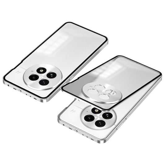 For OnePlus 13 Snap Buckle Single-sided Metal Frame Frosted Phone Case(Silver) by buy2fix