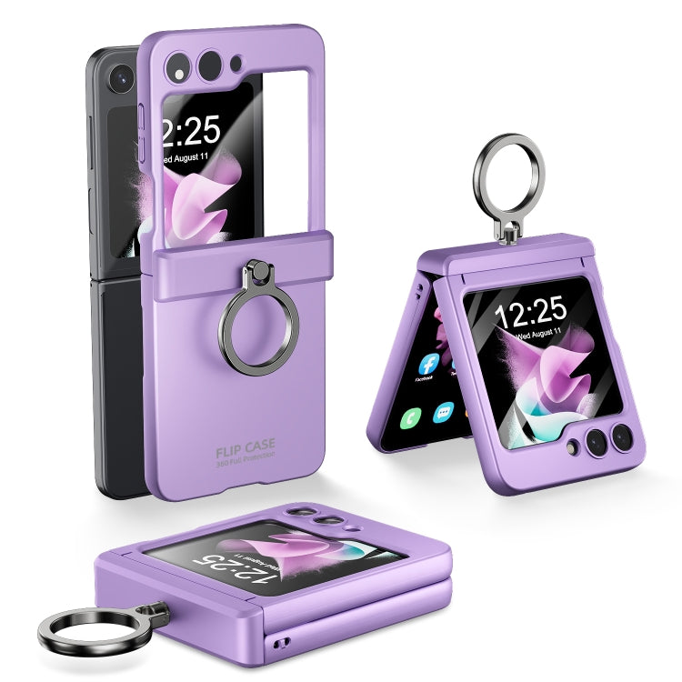 For Samsung Galaxy Z Flip6 5G Integrated Folding Ring Phone Case with Hinge(Purple) - Galaxy Z Flip6 5G Cases by buy2fix | Online Shopping UK | buy2fix