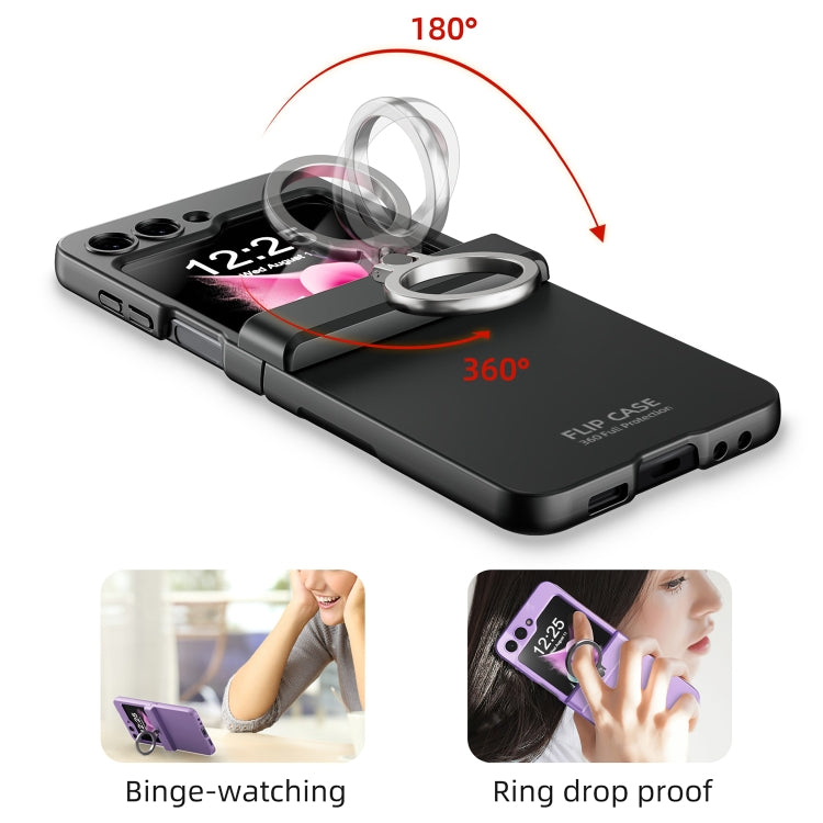 For Samsung Galaxy Z Flip5 5G Integrated Folding Ring Phone Case with Hinge(Gold) - Galaxy Z Flip5 Cases by buy2fix | Online Shopping UK | buy2fix
