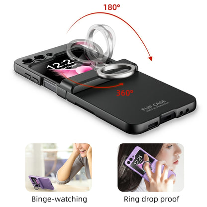 For Samsung Galaxy Z Flip5 5G Integrated Folding Ring Phone Case with Hinge(Gold) - Galaxy Z Flip5 Cases by buy2fix | Online Shopping UK | buy2fix