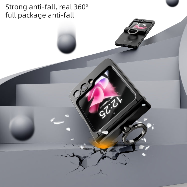 For Samsung Galaxy Z Flip5 5G Integrated Folding Ring Phone Case with Hinge(Black) - Galaxy Z Flip5 Cases by buy2fix | Online Shopping UK | buy2fix