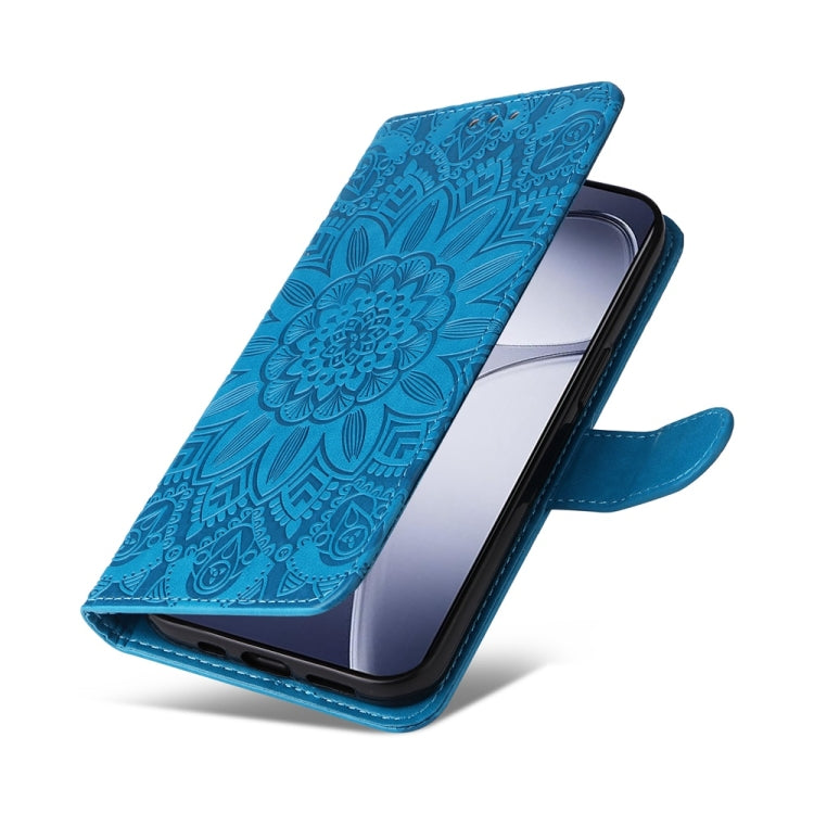 For Redmi K70 Ultra Embossed Sunflower Leather Phone Case(Blue) - Xiaomi Cases by buy2fix | Online Shopping UK | buy2fix