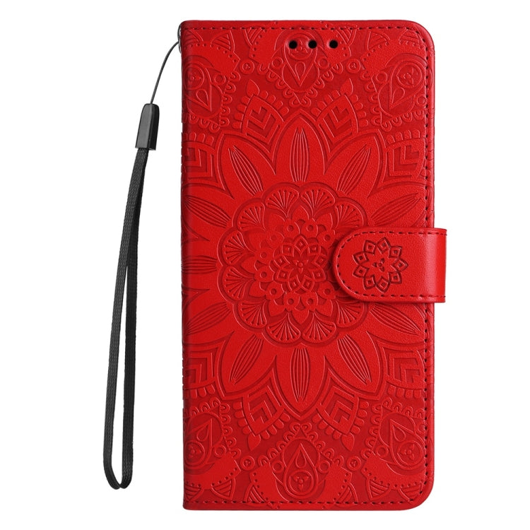 For Samsung Galaxy S25+ 5G Embossed Sunflower Leather Phone Case(Red) - Galaxy S25+ 5G Cases by buy2fix | Online Shopping UK | buy2fix