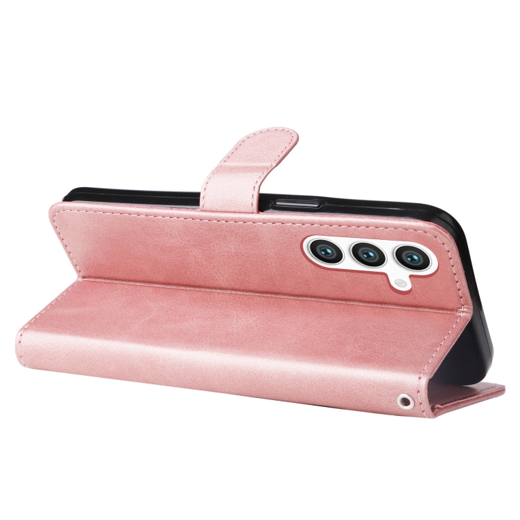 For Samsung Galaxy S25 5G Fashion Calf Texture Zipper Leather Phone Case(Rose Gold) by buy2fix