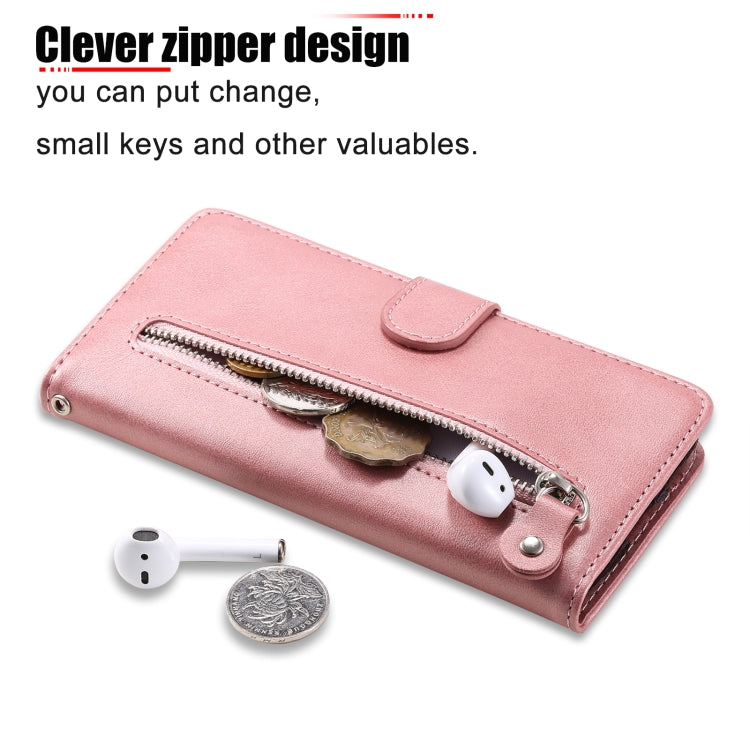 For Samsung Galaxy S25 5G Fashion Calf Texture Zipper Leather Phone Case(Rose Gold) by buy2fix