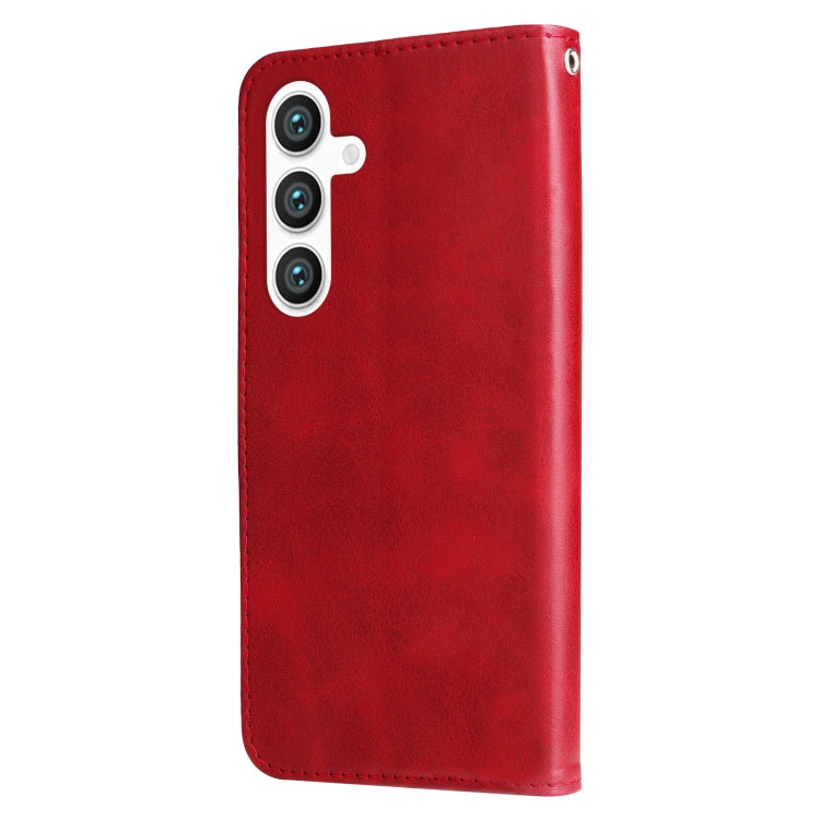 For Samsung Galaxy S25 5G Fashion Calf Texture Zipper Leather Phone Case(Red) - Galaxy S25 5G Cases by buy2fix | Online Shopping UK | buy2fix