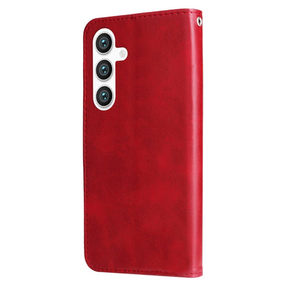 For Samsung Galaxy S25 5G Fashion Calf Texture Zipper Leather Phone Case(Red) - Galaxy S25 5G Cases by buy2fix | Online Shopping UK | buy2fix