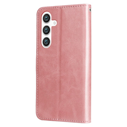 For Samsung Galaxy S25+ 5G Fashion Calf Texture Zipper Leather Phone Case(Rose Gold) - Galaxy S25+ 5G Cases by buy2fix | Online Shopping UK | buy2fix