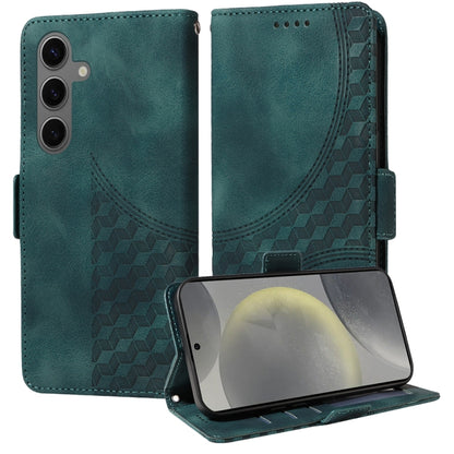 For Samsung Galaxy S25 5G Embossed Rhombus Starry Leather Phone Case(Green) by buy2fix
