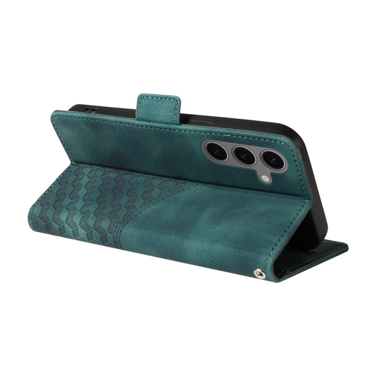 For Samsung Galaxy S25 5G Embossed Rhombus Starry Leather Phone Case(Green) by buy2fix