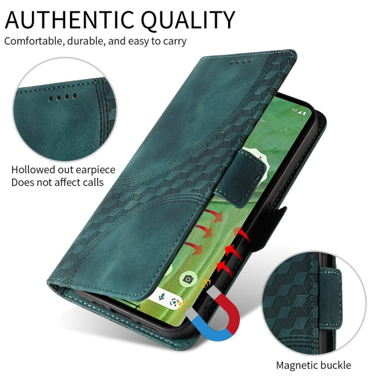 For Samsung Galaxy S25 5G Embossed Rhombus Starry Leather Phone Case(Green) by buy2fix