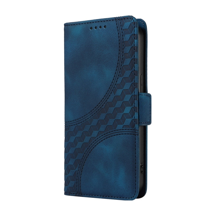 For Samsung Galaxy S25 5G Embossed Rhombus Starry Leather Phone Case(Blue) - Galaxy S25 5G Cases by buy2fix | Online Shopping UK | buy2fix