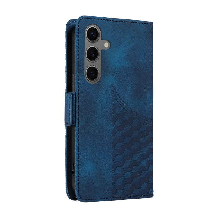 For Samsung Galaxy S25 5G Embossed Rhombus Starry Leather Phone Case(Blue) - Galaxy S25 5G Cases by buy2fix | Online Shopping UK | buy2fix