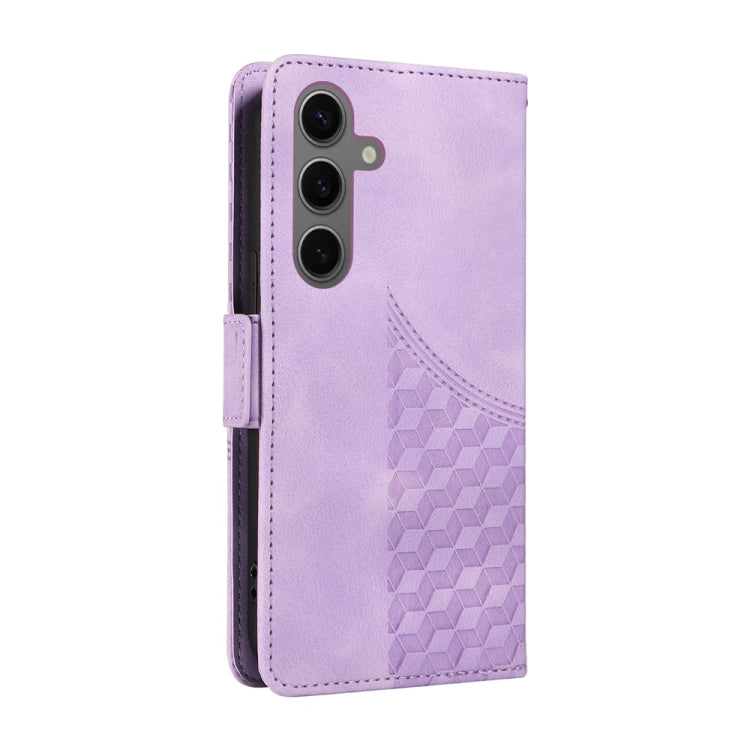 For Samsung Galaxy S25 5G Embossed Rhombus Starry Leather Phone Case(Purple) - Galaxy S25 5G Cases by buy2fix | Online Shopping UK | buy2fix