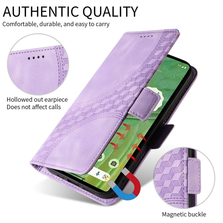 For Samsung Galaxy S25 5G Embossed Rhombus Starry Leather Phone Case(Purple) - Galaxy S25 5G Cases by buy2fix | Online Shopping UK | buy2fix