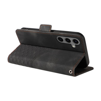 For Samsung Galaxy S25+ 5G Embossed Rhombus Starry Leather Phone Case(Black) by buy2fix