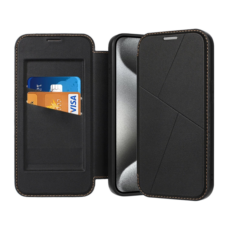 For iPhone 15 Pro Max Magnetic Armor Series RFID Card Slots Leather Phone Case(Black) by buy2fix