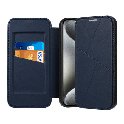 For iPhone 15 Pro Max Magnetic Armor Series RFID Card Slots Leather Phone Case(Blue) by buy2fix