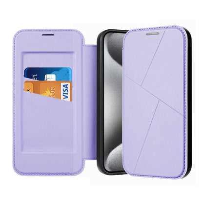 For iPhone 15 Pro Max Magnetic Armor Series RFID Card Slots Leather Phone Case(Purple) by buy2fix