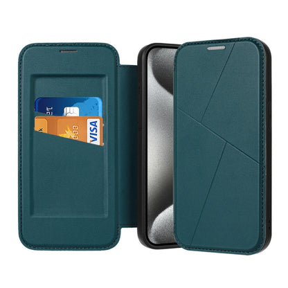 For iPhone 15 Pro Magnetic Armor Series RFID Card Slots Leather Phone Case(Green) by buy2fix