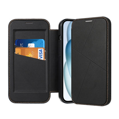 For iPhone 15 Magnetic Armor Series RFID Card Slots Leather Phone Case(Black) by buy2fix