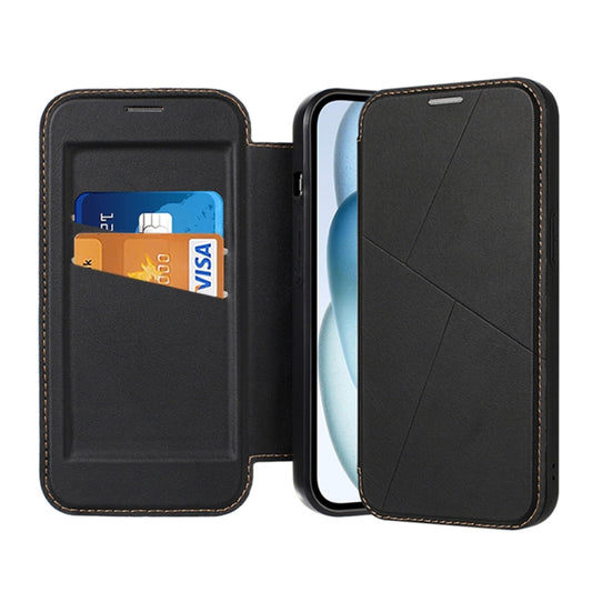 For iPhone 14 Pro Max Magnetic Armor Series RFID Card Slots Leather Phone Case(Black) by buy2fix