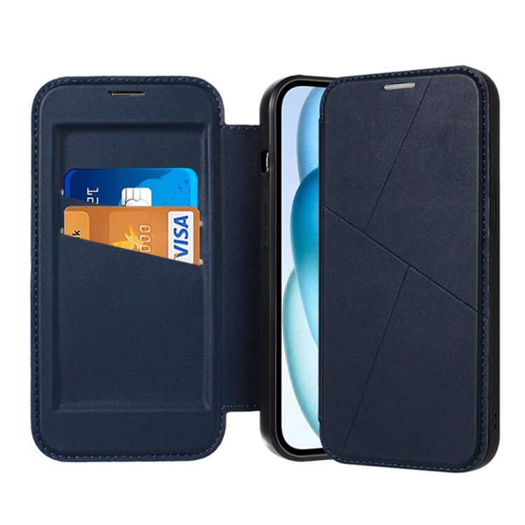 For iPhone 14 Pro Max Magnetic Armor Series RFID Card Slots Leather Phone Case(Blue) by buy2fix
