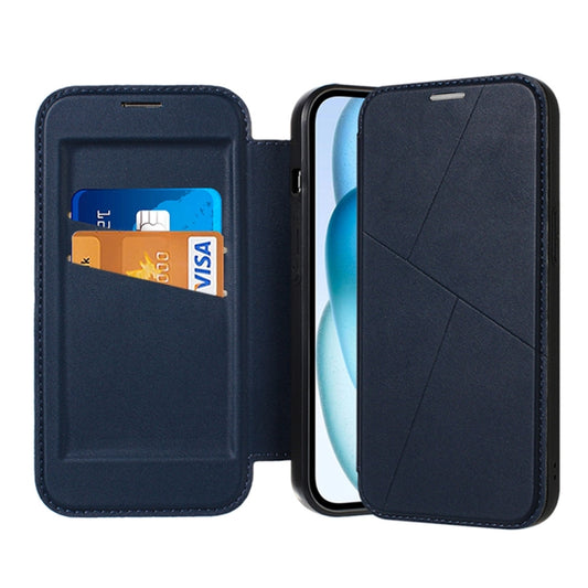 For iPhone 14 Pro Max Magnetic Armor Series RFID Card Slots Leather Phone Case(Blue) by buy2fix