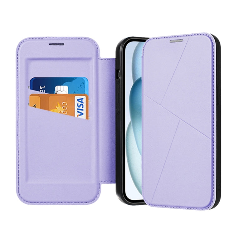 For iPhone 14 Pro Max Magnetic Armor Series RFID Card Slots Leather Phone Case(Purple) by buy2fix